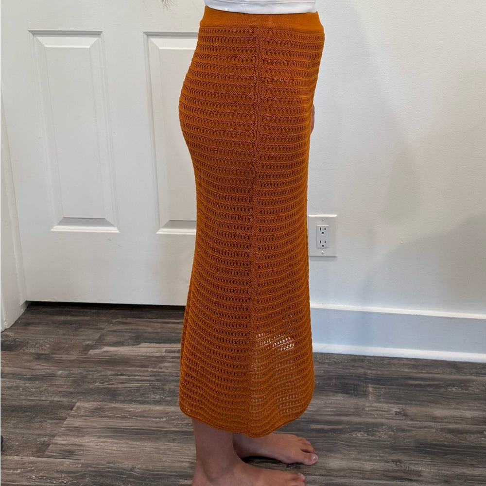 Vince Vibrant Orange Midi Skirt - Picture 5 of 6